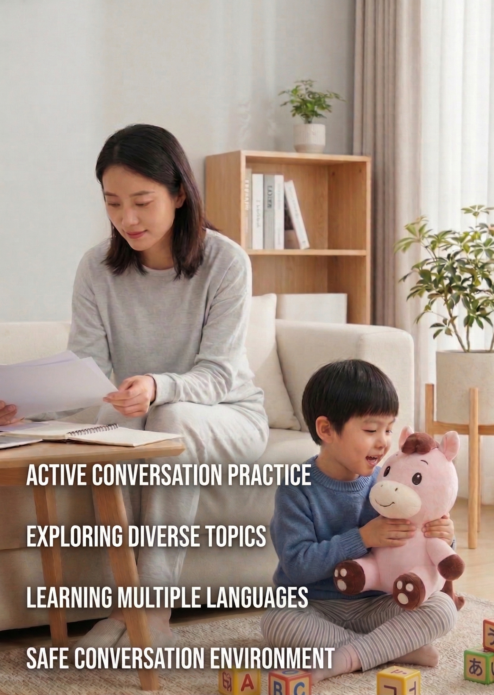 Active Conversation Practice, Exploring Diverse Topics, Learning Multiple Languages, Safe Conversation Environment
